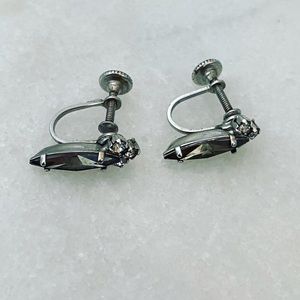 Vintage silver screw earrings with stones